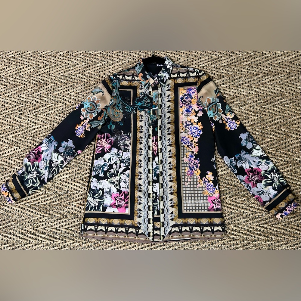 EUC Etro Stunning Silk Blouse Rich Floral IT 42 US M/L